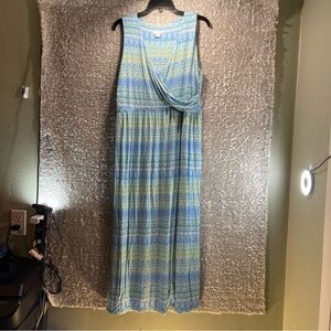 J Jill Maxi Dress Women Medium Faux Wrap Rayon Soft Stretch Cruise Beach Coastal